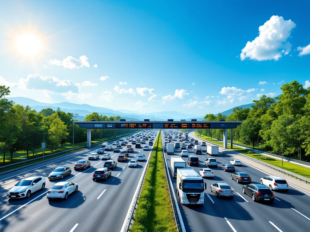 Moderná maďarská diaľnica s elektronickým mýtnym systémom